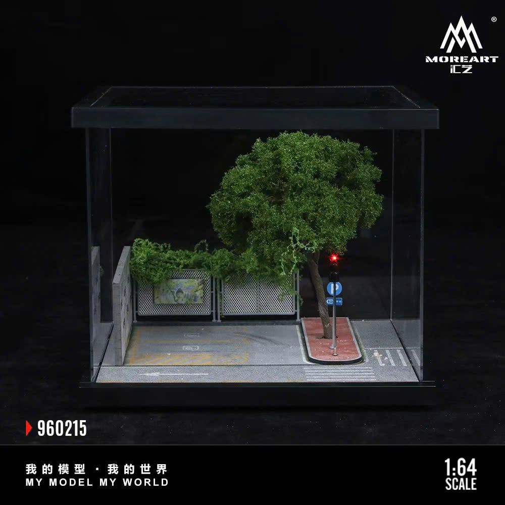  Hộp trưng bày mô phỏng công viên có hàng rào - đèn giao thông hộp mica Street Scene Assembly Series 15 22cm x 19.5cm x 15.5cm tỉ lệ 1:64 MoreArt MO960215 