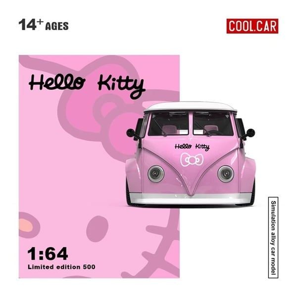  Mô hình xe Volkswagen T1-Light Pink Hello Kitty tỉ lệ 1:64 Cool Car CC642948 
