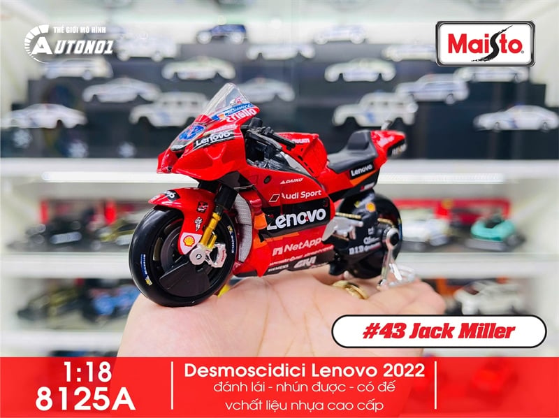  Mô hình xe mô tô GP Ducati Desmoscidici Lenovo Racing 2022 tỉ lệ 1:18 Maisto 8125 
