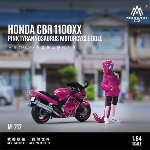  Mô hình nhân vật figure và xe mô hình Honda CBR1100XX Pink Tyrant Roxy resin tỉ lệ 1:64 MoreArt MO222212 
