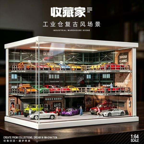  Hộp trưng bày mô phỏng Industrial Vintage Garage tỉ lệ 1:64 Shou Cang Jia SCJ82076 