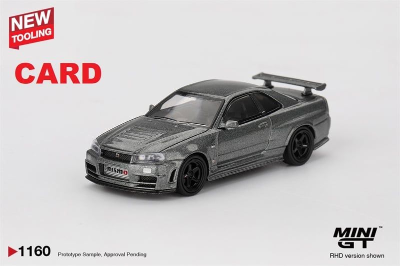  Mô hình xe Nissan Skyline GT-R Dark Metal Gray (NISMO BNR34 CRS Version) bản card tỉ lệ 1:64 MiniGT MGT01160 HAVE CHASE CAR 