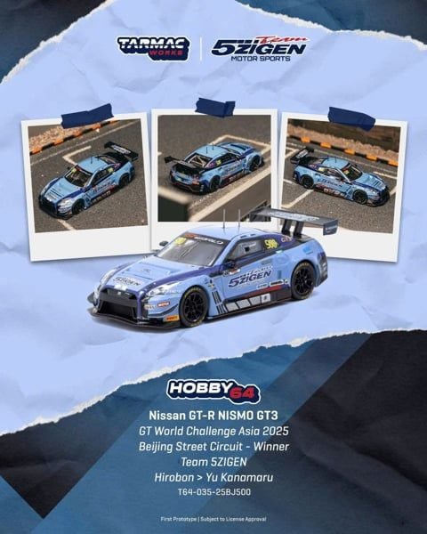  Mô hình xe Nissan GT-R NISMO GT3 GT World Challenge Asia 2025 tỉ lệ 1:64 Tarmac Works T64-035-25BJ500 
