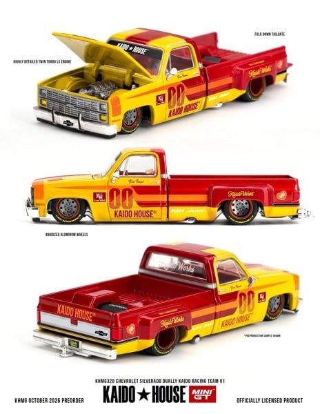  Mô hình xe Chevrolet Silverado Dually Kaido Racing Team V1 tỉ lệ 1:64 Kaido House KHMG320 