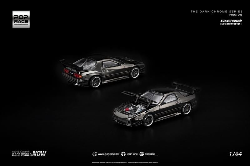  Mô hình xe Mazda Rx7 (FC3S) Re-Amemiya Dark Chrome tỉ lệ 1:64 Poprace PRDC008 