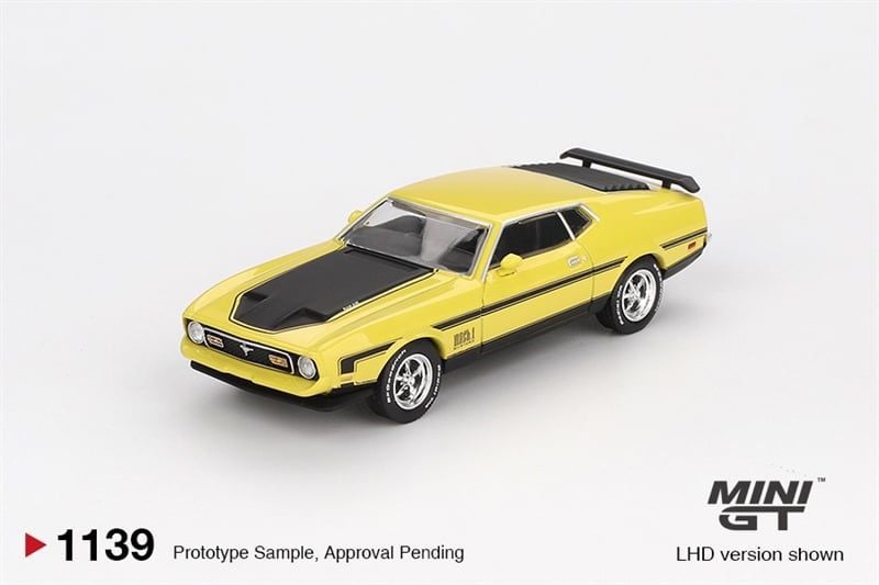  Mô hình xe Ford Mustang Mach1 Grabber Yellow tỉ lệ 1:64 MiniGT MGT01139 