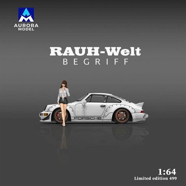  Mô hình xe Porsche Rauth Welt RWB946 White limited 499pcs tỉ lệ 1:64 Aurora model AM640882 