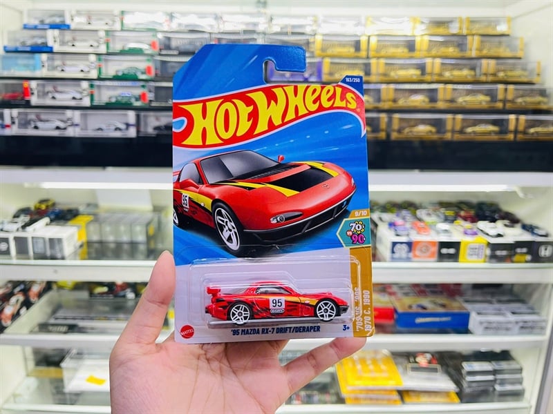  Mô hình xe Mazda RX-7 Drift/Deraper '95 Hotwheels kim loại có bản quyền chính hãng tỉ lệ 1:64 C4982-MA 