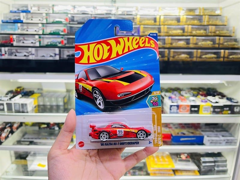  Mô hình xe Mazda RX-7 Drift/Deraper '95 Hotwheels kim loại có bản quyền chính hãng tỉ lệ 1:64 C4982-MA 