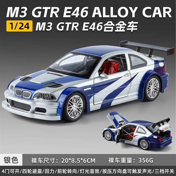  Xe ô tô mô hình bằng hợp kim và nhựa BM M3 GTR E46  tỉ lệ 1:24 JCJ24452 Alloy Model OT24128 