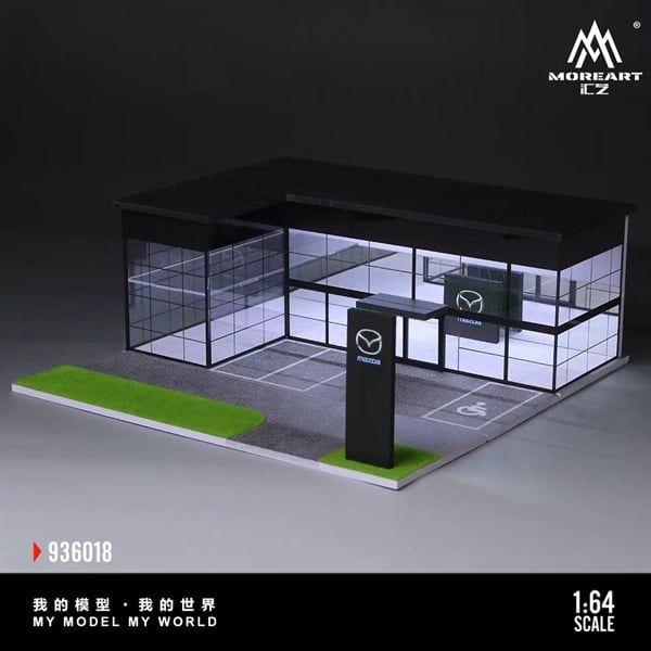  Hộp trưng bày mô phỏng showroom Mazda Dealership kích thước 30cm x 30cm x 11.5cm tỉ lệ 1:64 Moreart MO936018 