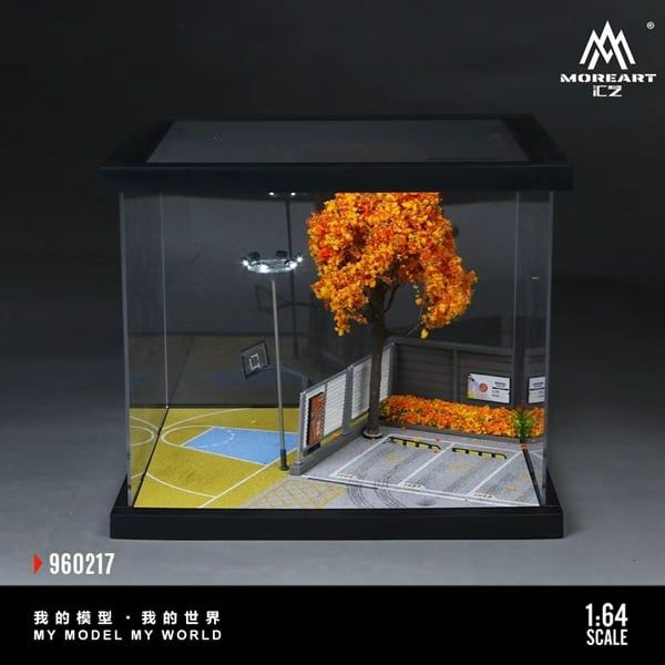  Hộp trưng bày mô phỏng công viên có hàng rào - đèn giao thông hộp mica Street Scene Assembly Series 15 22cm x 19.5cm x 15.5cm tỉ lệ 1:64 MoreArt MO960217 