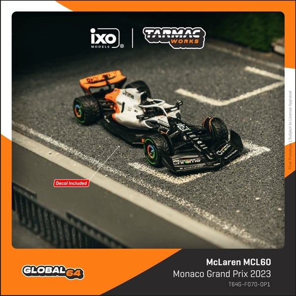  Mô hình xe McLaren MCL60 Monaco Grand Prix 2023 Oscar Piastri (Collaboration with IXO models) tỉ lệ 1:64 Tarmac Works T64G-F070-OP1 