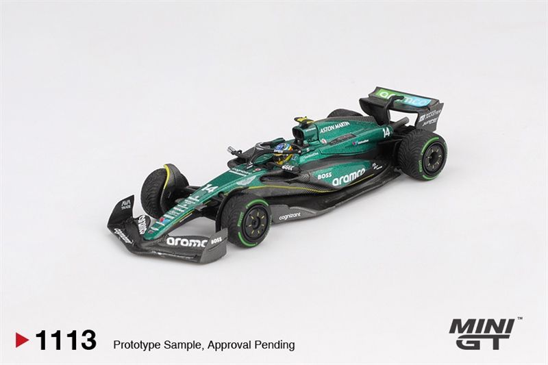  Mô hình xe đua F1 Aston Martin AMR24 #14 Fernando Alonso 2024 F1 2024 Canadian GP tỉ lệ 1:64 MiniGT MGT01113 