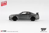 Mô hình xe Nissan Skyline GT-R Dark Metal Gray (NISMO BNR34 CRS Version) tỉ lệ 1:64 MiniGT MGT01160 