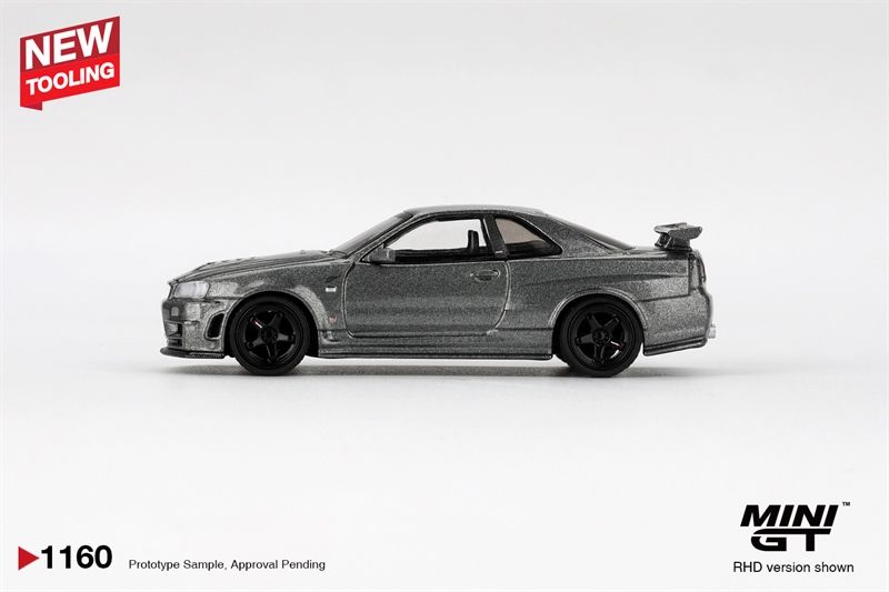  Mô hình xe Nissan Skyline GT-R Dark Metal Gray (NISMO BNR34 CRS Version) tỉ lệ 1:64 MiniGT MGT01160 