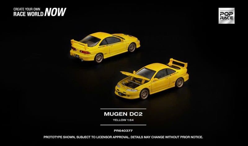  Mô hình xe MUGEN DC2 - YELLOW tỉ lệ 1:64 Poprace PR640377 