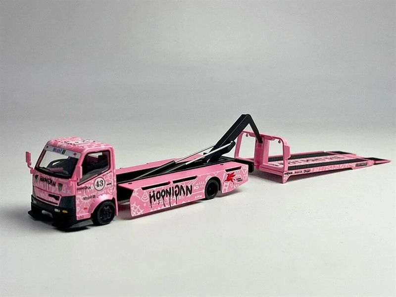  Mô hình xe tải sàn trượt - chở xe H300 Tow Truck HOONIPIGASUS Pink #43 tỉ lệ 1:64 Micro Turbo MT6405A5 