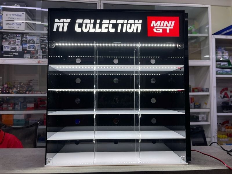  Phụ kiện hộp mica kệ trưng bày 15 ô - có đèn led kích thước 43x10x37 cm cho mô hình xe MiniGT-Kaido House tỉ lệ 1:64 Autono1 MCD_0012 