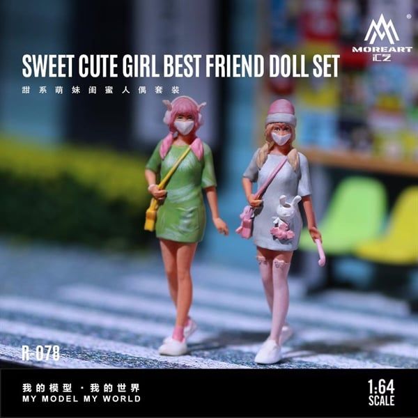  Mô hình nhân vật set sweet cute girl best friend doll resin tỉ lệ 1:64 MoreArt MO223078 