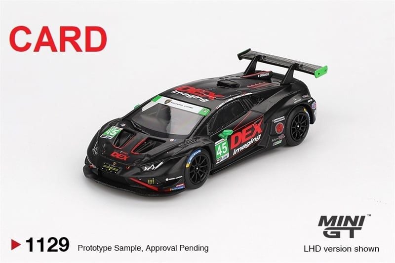  Mô hình xe ô tô Lamborghini Huracán GT3 EVO2 #45 No.45 DEX Imaging 2024 IMSA Daytona 24 Hrs bản card tỉ lệ 1:64 MiniGT MGT01129-BL NO CHASE CAR 
