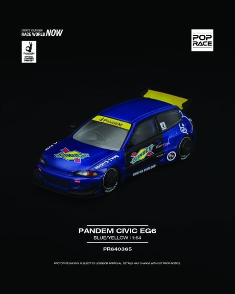  Mô hình xe Pandem Civic EG6 Blue/Black tỉ lệ 1:64 PopRace PR640365 