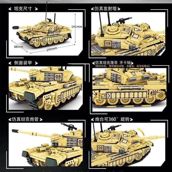  Mô hình lắp ghép Xe Tăng Challenger MILITARY TANK 536 mảnh LY72 LG042 