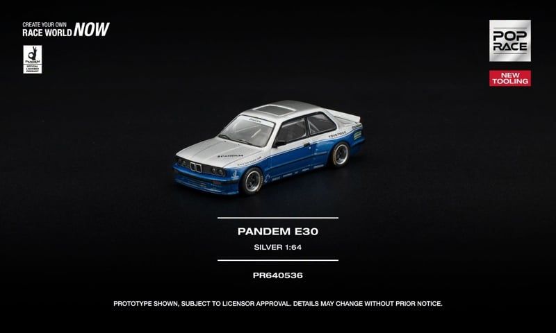  Mô hình xe BMW Pandem E30 Silver tỉ lệ 1:64 Pop Race PR640536 