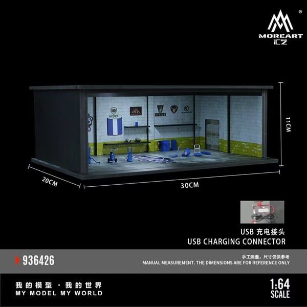  Hộp trưng bày mô phỏng Garage Grand Theft Auto game GTA có đèn kích thước 20cm x 30cm x 11cm tỉ lệ 1:64 MoreArt MO936426 