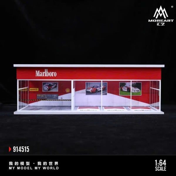  Hộp trưng bày mô phỏng showroom Malboro - Parking Showroom Scene có đèn kích thước 30cm x 15cm x 10cm tỉ lệ 1:64 MoreArt MO914515 