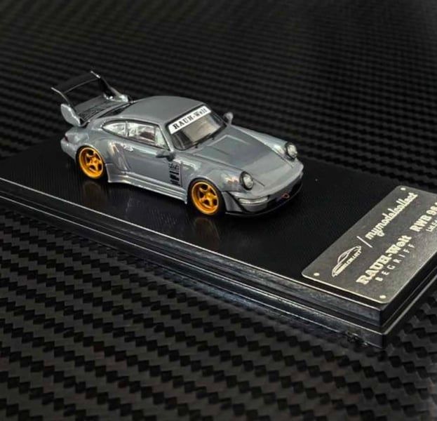  Mô hình xe Porsche RWB 964 high wing gray cement tỉ lệ 1:64 Mymodelcollect MC640024E 