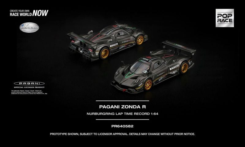  Mô hình xe Pagani Zonda R Nurburgring Lap Time Record tỉ lệ 1:64 Pop Race PR640582 