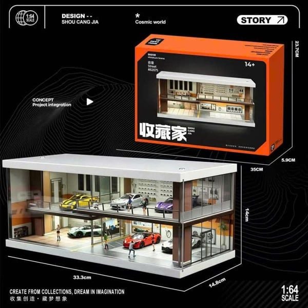  Hộp trưng bày diorama mô phỏng nhà - quán cafe life coffee car house có đèn tỉ lệ 1:64 Shou Cang Jia SCJ-82075 