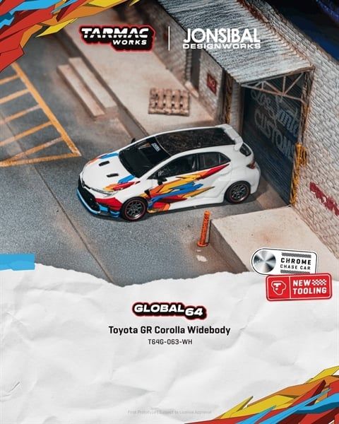  Mô hình xe Toyota GR Corolla Widebody White tỉ lệ 1:64 Tarmac Works T64G-063-WH 