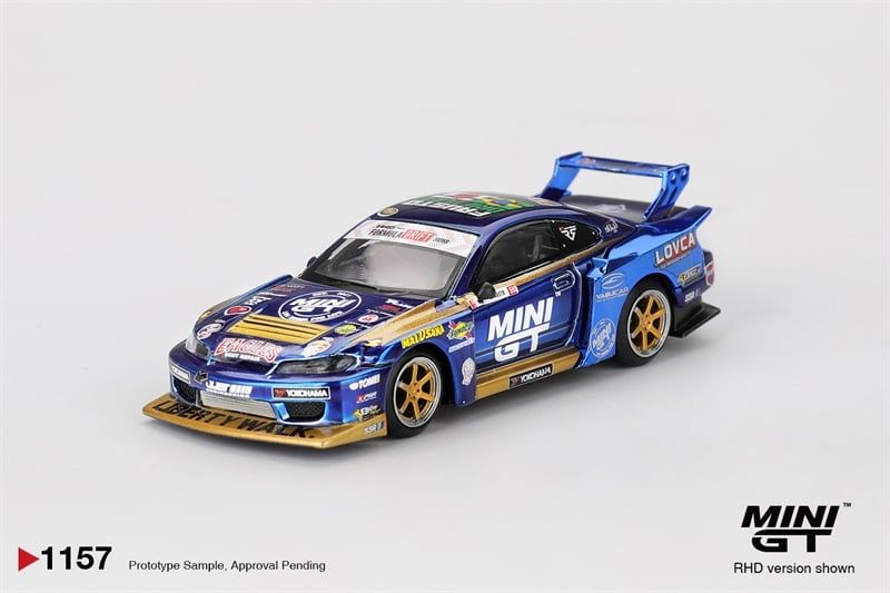  Mô hình xe issan LB-Super Silhouette S15 SILVIA #555 Team MINI GT Liberty Walk 2025 Formula Drift tỉ lệ 1:64 MiniGT MGT01157 