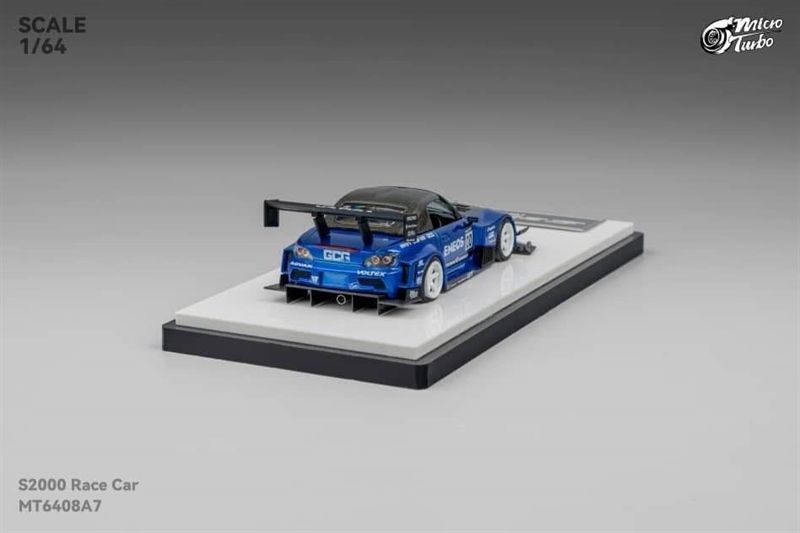  Mô hình xe Honda S2000 Race car Transparent Blue Eneos mở được capo tỉ lệ 1:64 MicroTurbo MT6408A7 