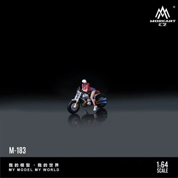 Mô hình xe mô tô và figure BMW Latte Fashion Female Knight Resin silver tỉ lệ 1:64 MoreArt MO222183 