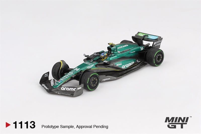  Mô hình xe đua F1 Aston Martin AMR24 #14 Fernando Alonso 2024 F1 2024 Canadian GP tỉ lệ 1:64 MiniGT MGT01113 No Chase 