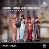  Mô hình figure nhân vật set 4 người nữ mặc áo tết Fire Horse Blessing tỉ lệ 1:64 MoreArt MO223079 