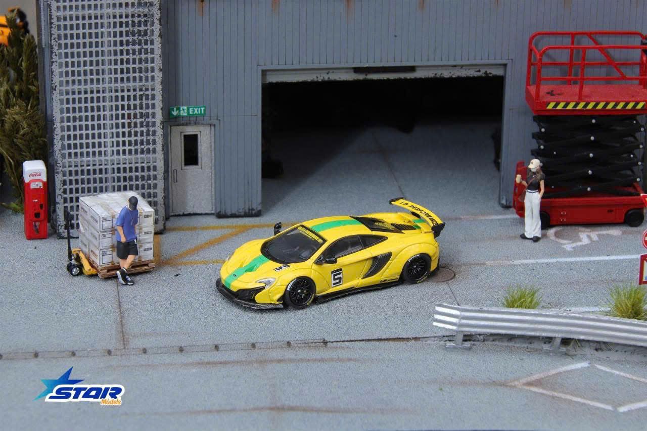  Mô hình xe Mclaren 650S LB works Liberty walk yellow #5 hộp mica tỉ lệ 1:64 Star model OT644501 