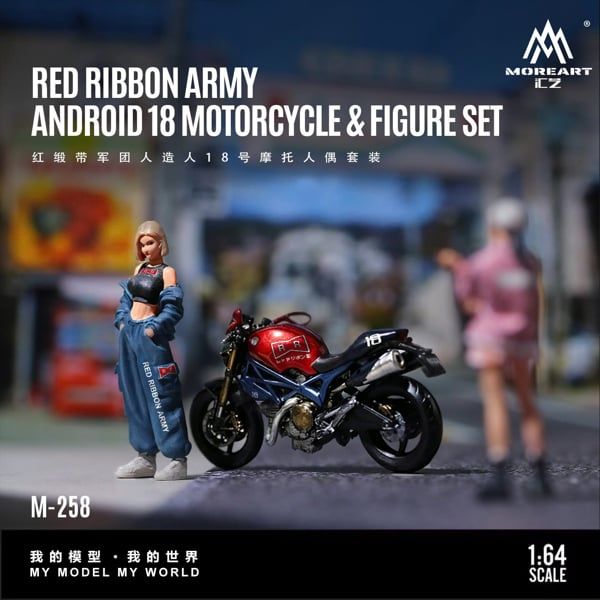  Set figure + xe mô tô Red Ribbon Legion Artificial Person No. 18 Motorcycle tỉ lệ 1:64 MoreArt Figure MO222258 
