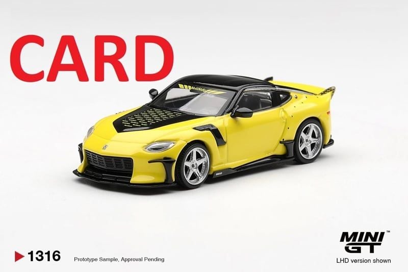  Mô hình xe Nissan Z VeilSide FFZ400 Ikazuchi Yellow bản card tỉ lệ 1:64 MiniGT MGT01316 
