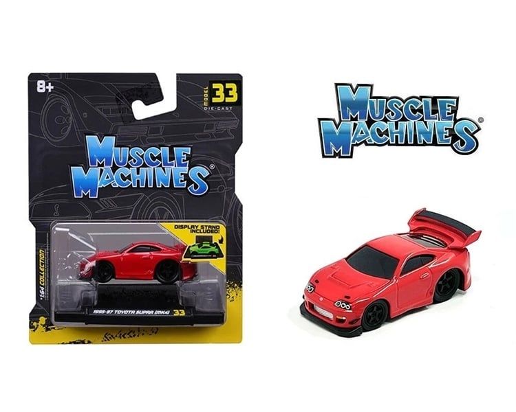  Mô hình xe Toyota Supra (MK4) 1995-97 red - Muscle Machines bản card tỉ lệ 1:64 Maisto 15536 