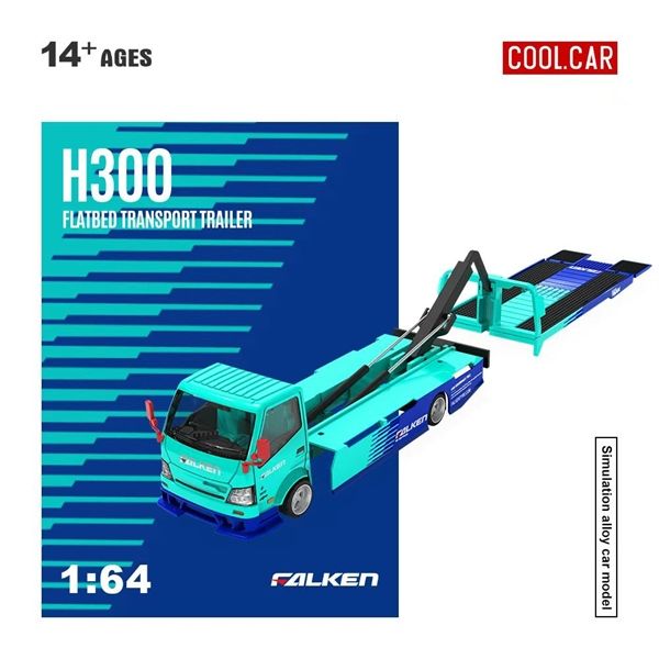  Mô hình H300 Flatbed Transport Trailer Falken Teal Blue Painted tỉ lệ 1:64 Cool Car CC647232 