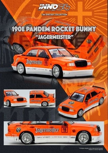  Mô hình xe PANDEM ROCKET BUNNY 190E JAGERMEISTER tỉ lệ 1:64 Inno64 IN64-190EP-JGMT 