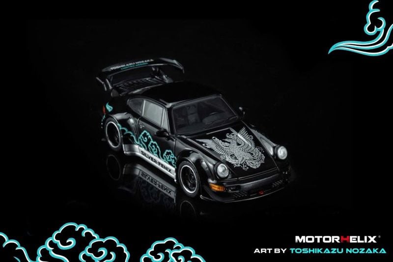  Mô hình xe Porsche 964 Rauh-Welt RWB964 Silver‑Fenix Livery tỉ lệ 1:64 Motorhelix MH M62102 