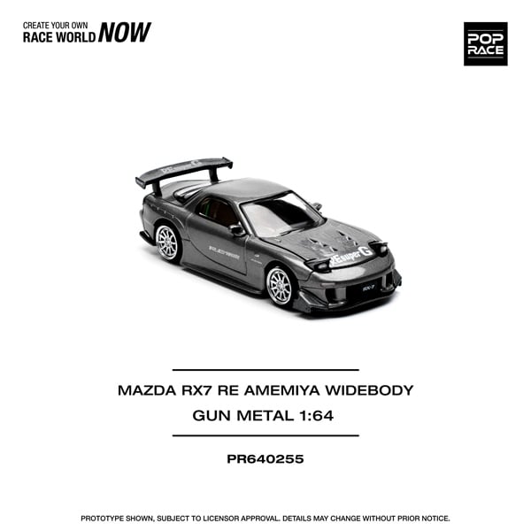  [Hàng Loose] Mô hình xe ô tô Mazda RX-7 Re-Amemiya - Gun metal tỉ lệ 1:64 Pop Race PR640255 