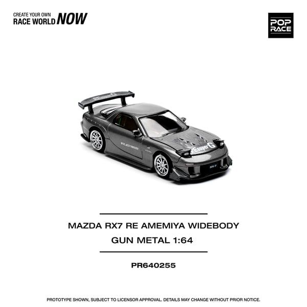  [Hàng Loose] Mô hình xe ô tô Mazda RX-7 Re-Amemiya - Gun metal tỉ lệ 1:64 Pop Race PR640255 