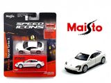  Mô hình xe Porsche Taycan Turbo S white - Speed Icon bản card tỉ lệ 1:64 Maisto 15708 