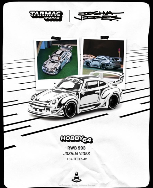  Mô hình xe Porsche RWB 993 - Designed by JOSHUA VIDES, Chrome tỉ lệ 1:64 Tarmac Works T64-TL017-JV 